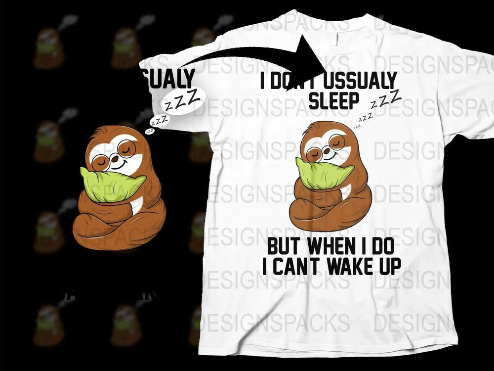 Funny Sloth T-Shirt, 'I Don’t Usually Sleep But When I Do' Graphic Tee, Cute Animal Shirt for Casual Wear