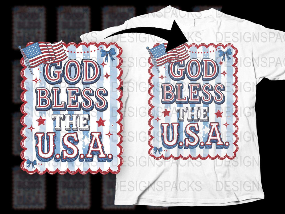 Patriotic USA T-Shirt, God Bless The USA, American Flag Design, Fourth of July Apparel, Unisex White Tee, Gift for Veterans