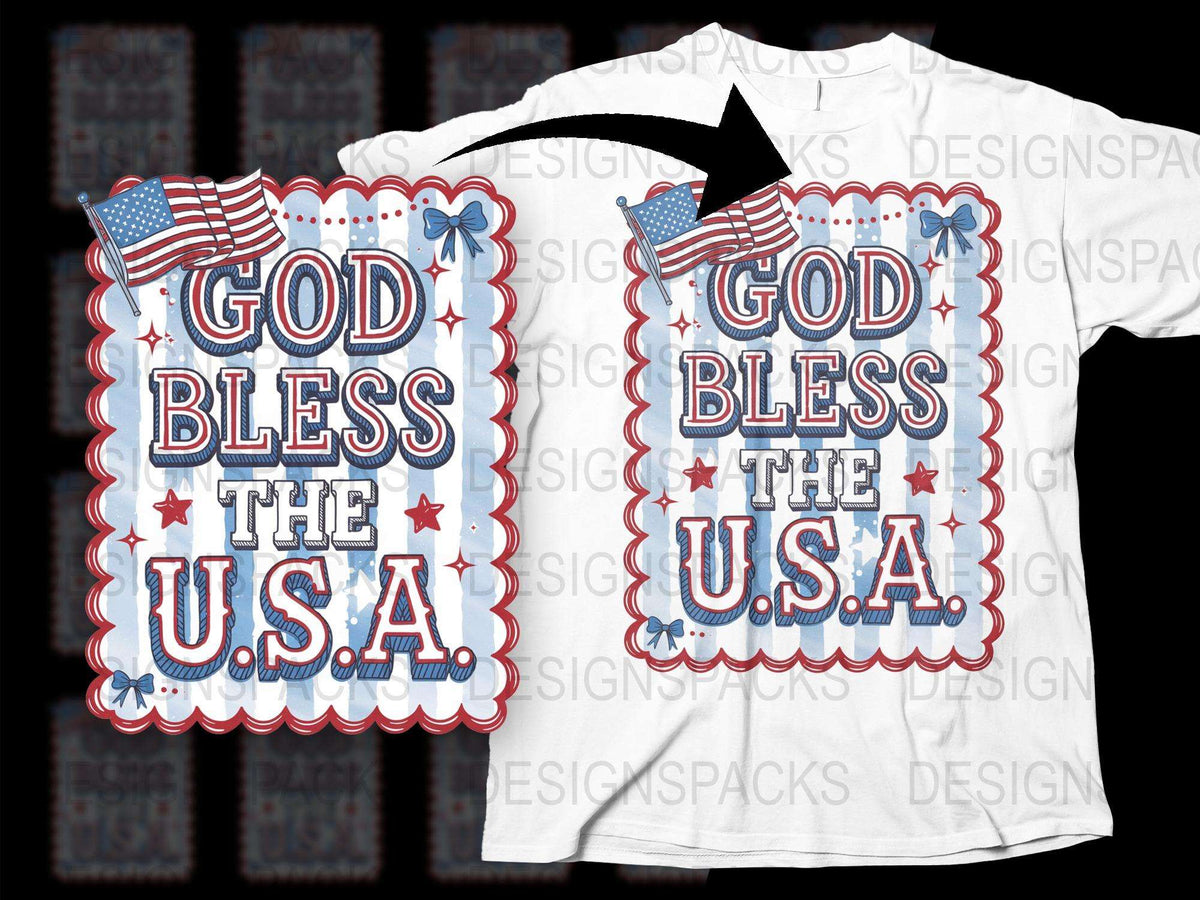 Patriotic USA T-Shirt, God Bless The USA, American Flag Design, Fourth of July Apparel, Unisex White Tee, Gift for Veterans