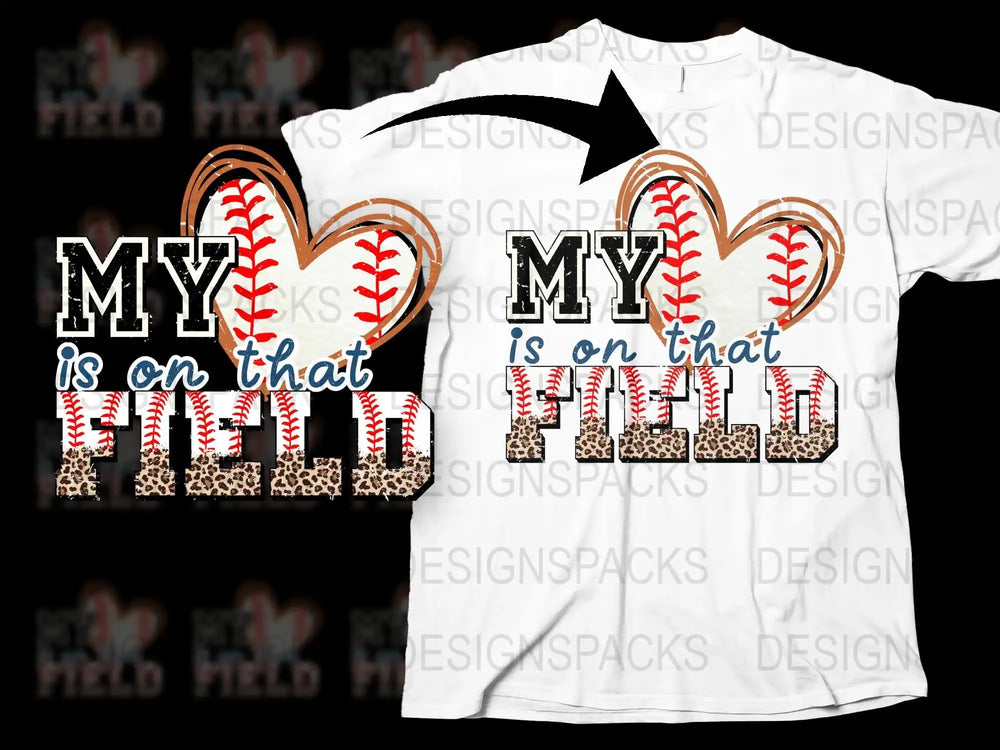 Baseball Heart T-Shirt, Leopard Print, My Heart is on that Field, Sports Mom Tee, Baseball Fan Apparel, Softball Love Shirt