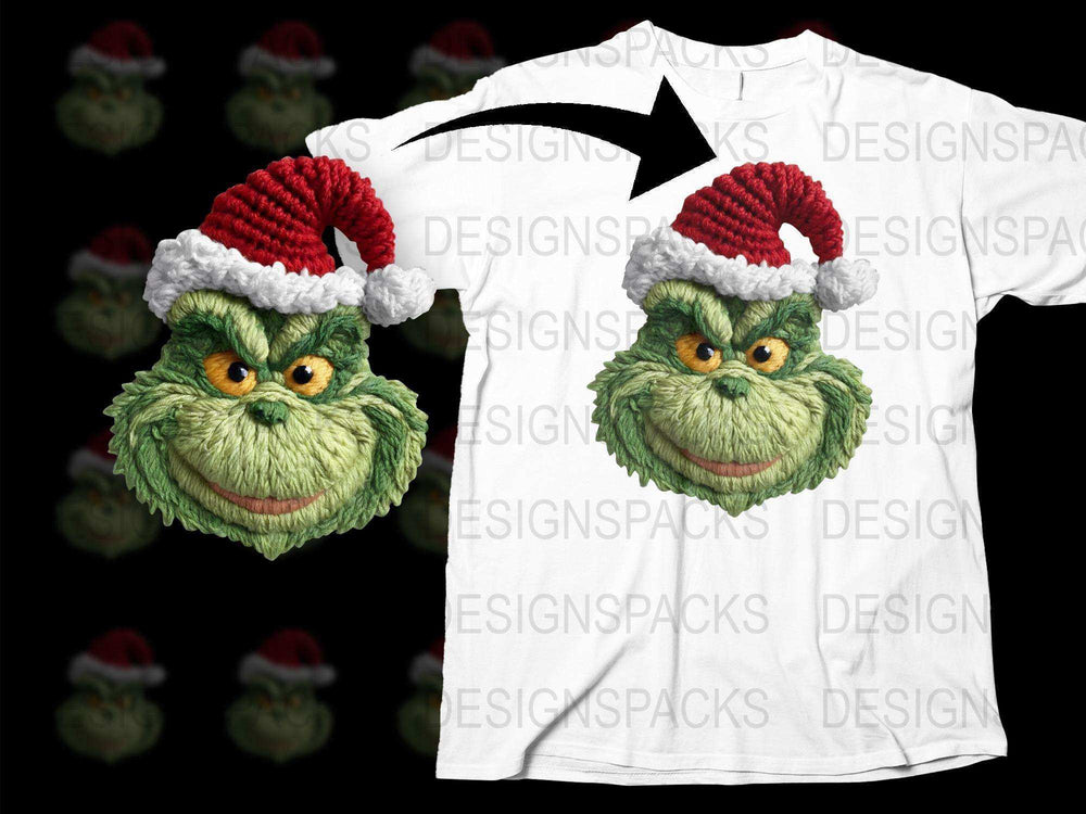 Christmas Grinch T-Shirt, Santa Hat, Festive Holiday Tee, Unique Gift for Christmas, Unisex Adult Clothing