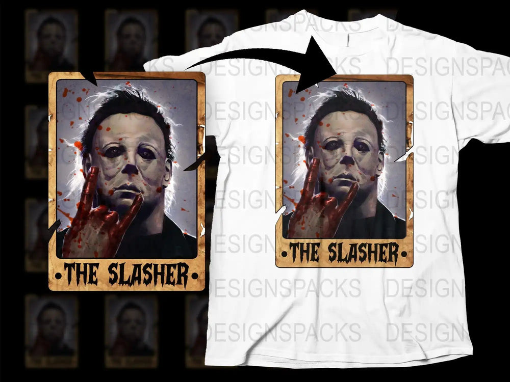 Horror Movie Inspired T-Shirt, The Slasher Graphic Tee, Bloody Halloween Costume Shirt, Scary Film Apparel