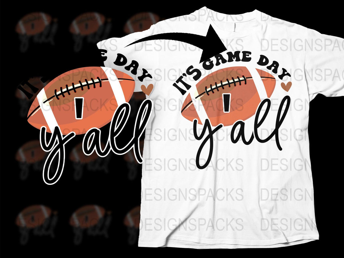 Game Day Y'all Football Graphic T-Shirt, Casual Sports Tee, Fall Season Shirt, Game Day Apparel, Unisex Football Tee, Tailgate Clothing