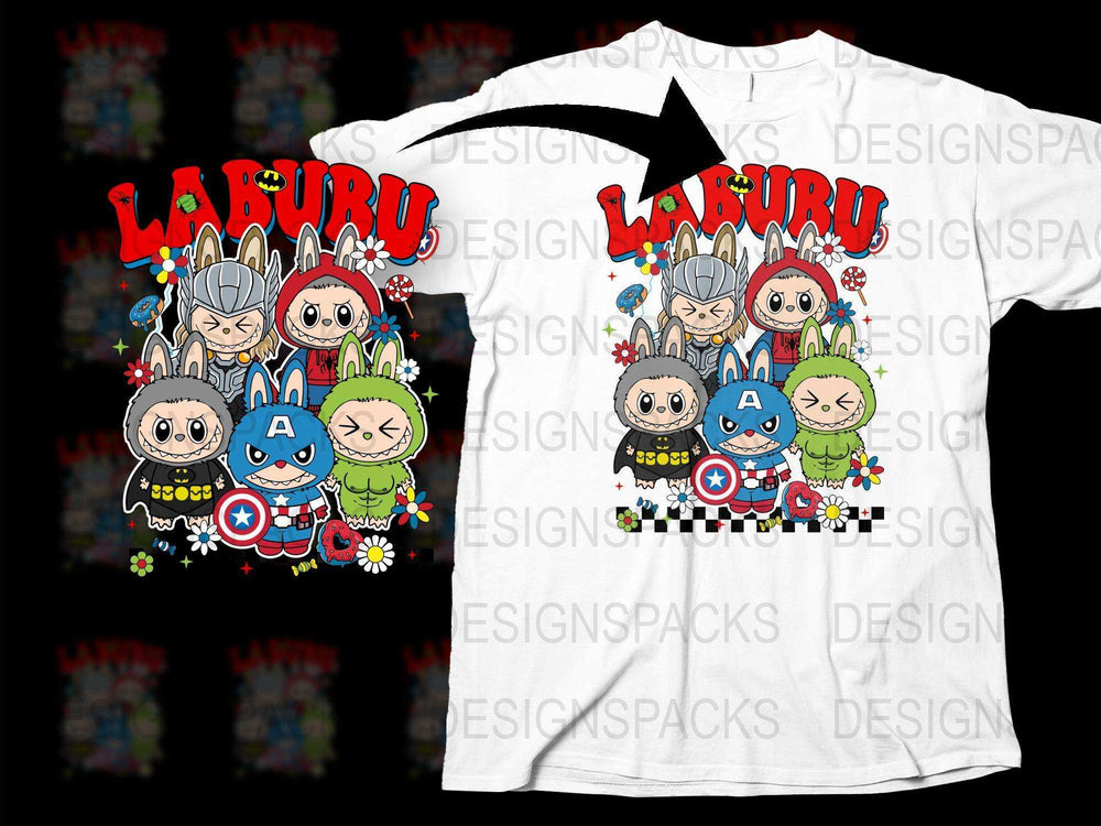 Cute Superhero Cartoon Characters Kids T-Shirt, Colorful Graphic Tees, Unique Children's Clothing, Fun Casual Wear