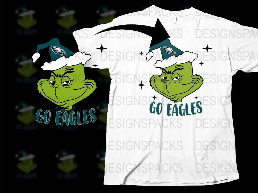 Philadelphia Eagles Grinch T-Shirt, Go Eagles Football Fan Tee, Christmas Sports Gift Idea