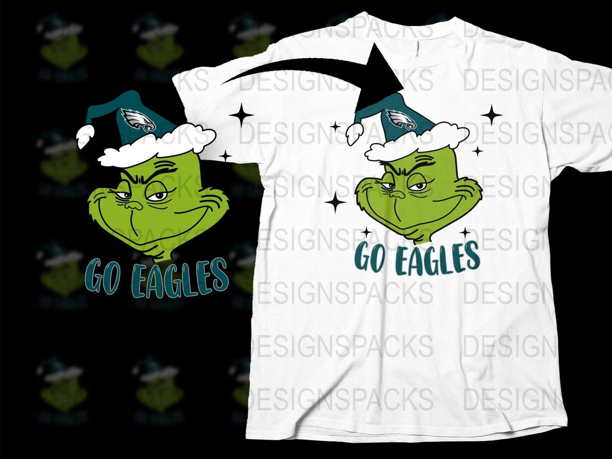 Philadelphia Eagles Grinch T-Shirt, Go Eagles Football Fan Tee, Christmas Sports Gift Idea