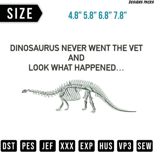Dinosaur skeleton graphic with text 