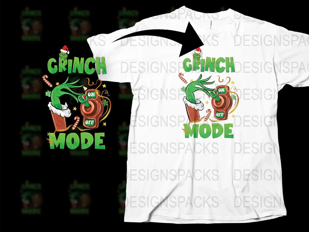 Grinch Mode Christmas T-Shirt, Funny Holiday Tee, White Graphic Shirt, Unisex Winter Apparel, Festive Gift Idea