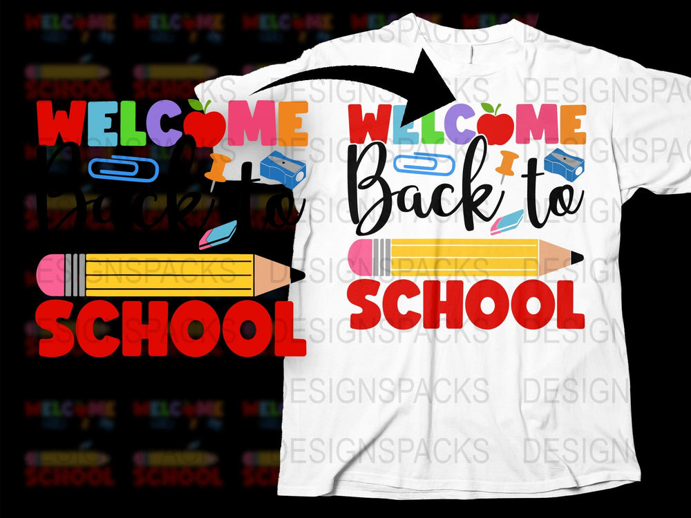 Welcome Back to School T-Shirt, Colorful Teacher Graphic Tee, Unisex School Supplies Shirt