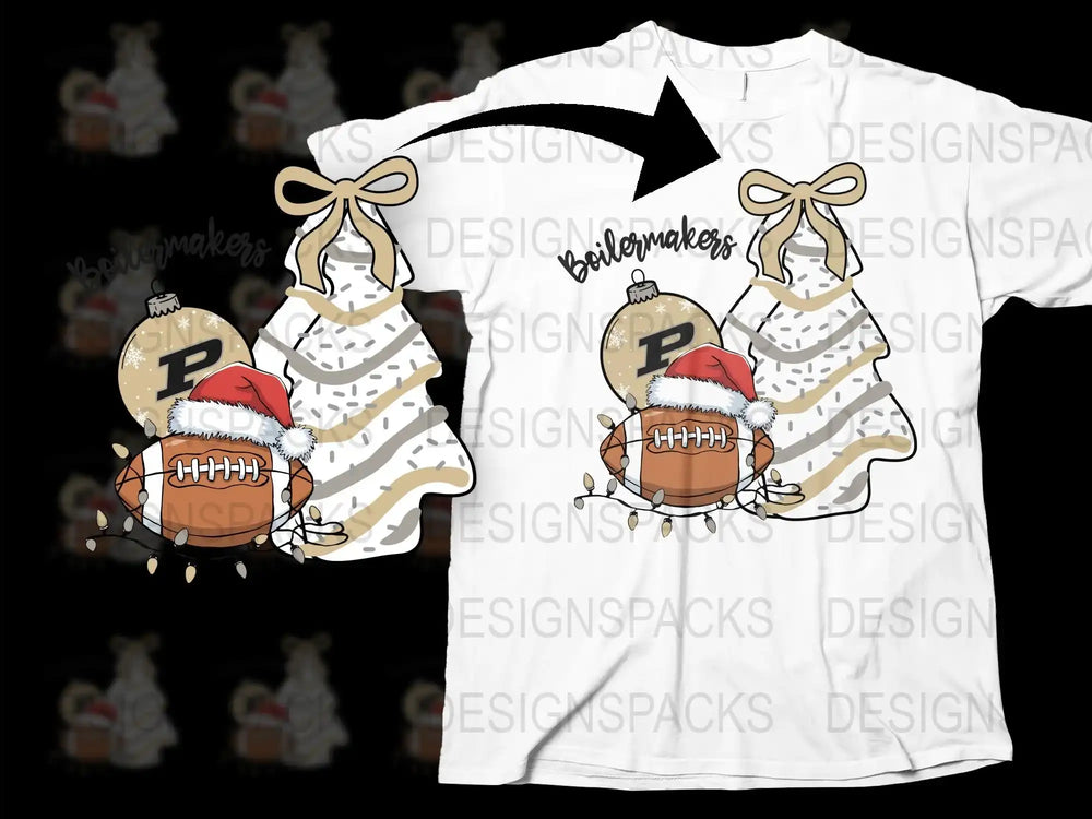 Christmas Santa Hat Football T-Shirt, Festive Holiday Sports Tee, Graphic Print Top, Casual Winter Apparel