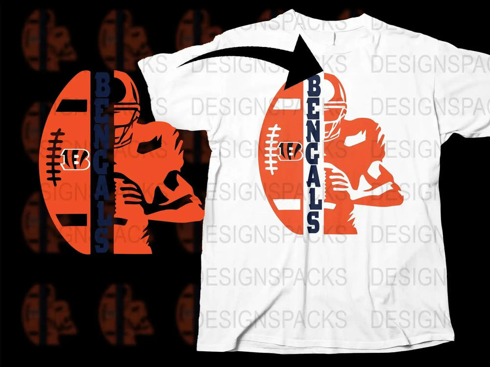 Cincinnati Bengals Inspired T-Shirt, Football Team Graphic Tee, Sports Fan Apparel, Orange and White Design