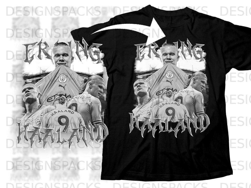 T-shirt with Erling Haaland graphic and "HAALAND 9" text.