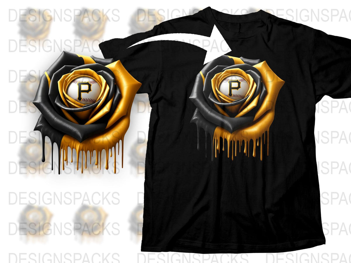 Golden Drip Letter P Graphic T-Shirt, Stylish Unisex Black Tee, Unique Metallic Design Casual Wear