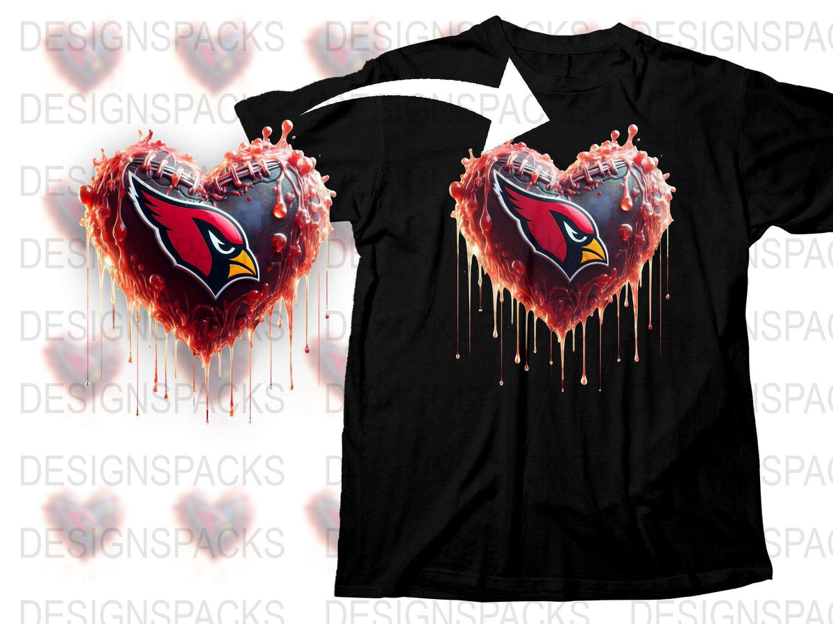Arizona Cardinals Bleeding Heart Graphic T-Shirt, Dripping Red Art, Sports Fan Apparel, Trendy Football Tee