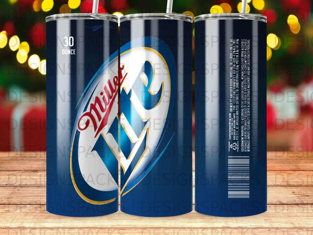 Miller Lite 30 ounce can with blue and white logo and text.