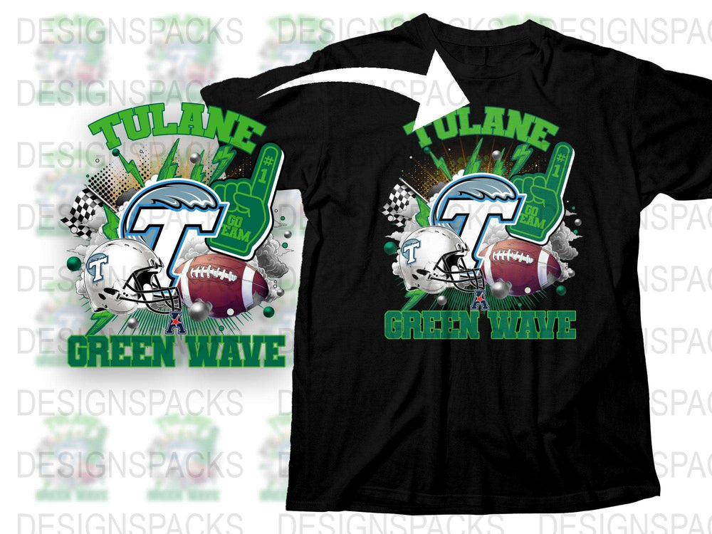 Tulane Green Wave Football T-Shirt Graphic Tee College Sports Merch Unisex Apparel
