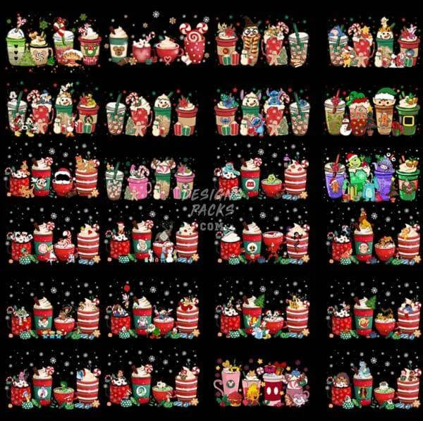 39 Christmas Pop Culture Drinks Designs Bundle PNG