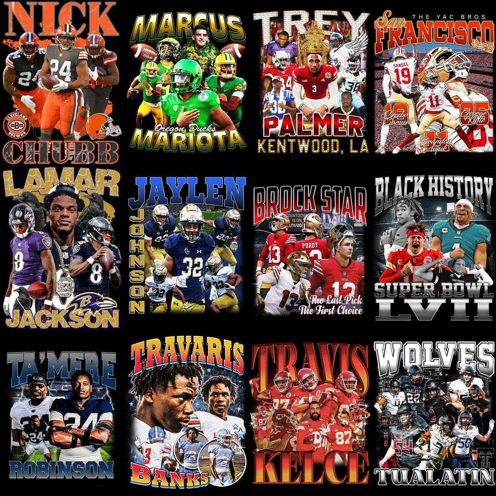 39 Football Players & Teams Bootleg Designs Bundle PNG