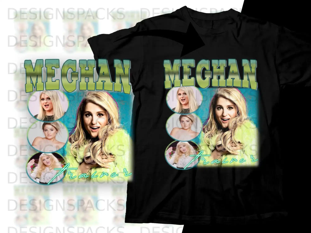 Meghan Trainor graphic tee with her photo and signature.