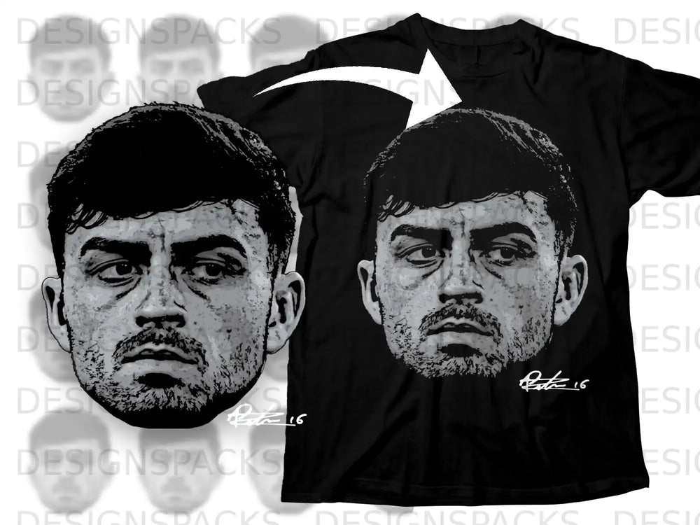 Realistic Portrait Face Black Graphic T-shirt