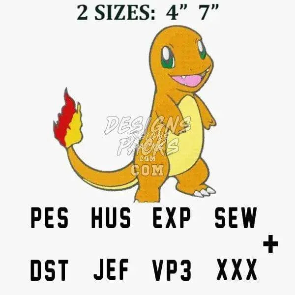 Fire Dragon Anime Embroidery Design