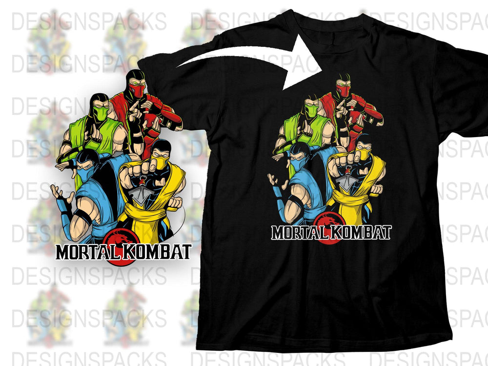 Mortal Kombat T-Shirt, Classic Video Game Characters Tee, Ninja Fighters Graphic Shirt, Gaming Apparel