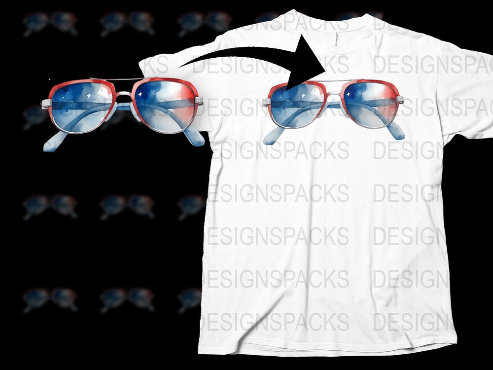 Patriotic Sunglasses Design T-Shirt, American Flag Lens, 4th of July Apparel, Unisex Fashion Tee