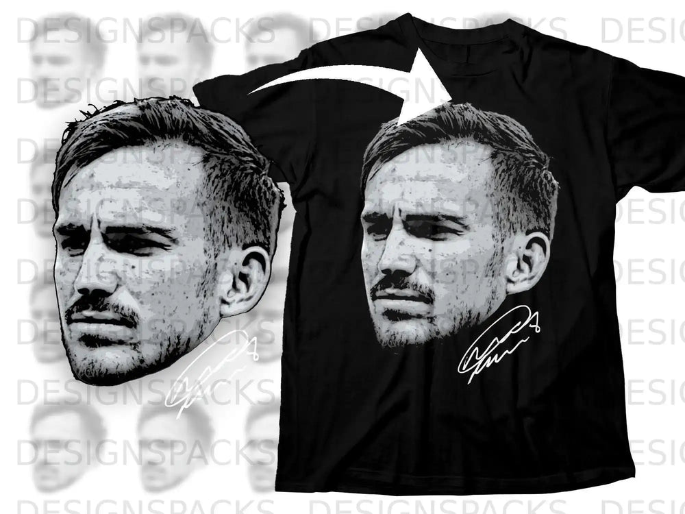 Monochrome Face Graphic Signed T-Shirt Design
