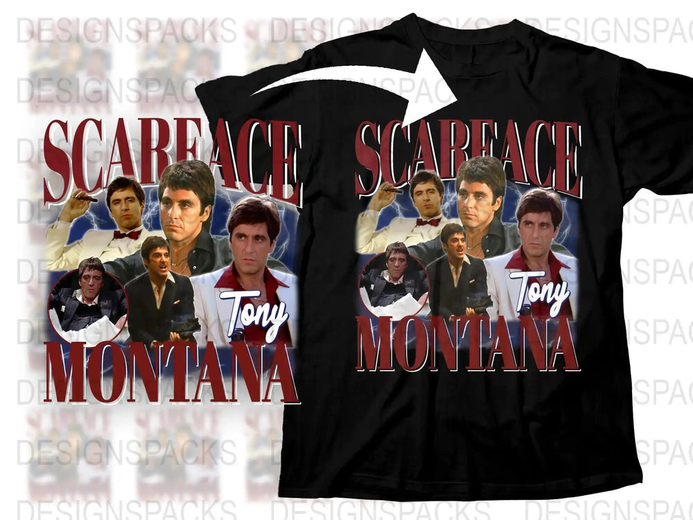 Scarface Tony Montana Al Pacino Bootleg Movie Art Png Digital Download