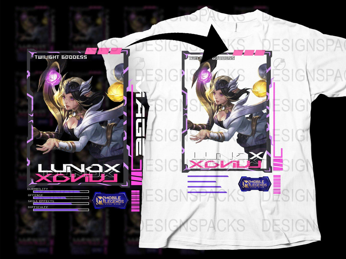 Twilight Goddess Lunox T-Shirt, Mobile Legends Game Character, Anime Style Graphic Tee