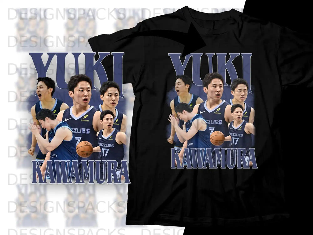 T-shirt with Kawamura and Grizzlies players, text "YUKI KAWAMURA".