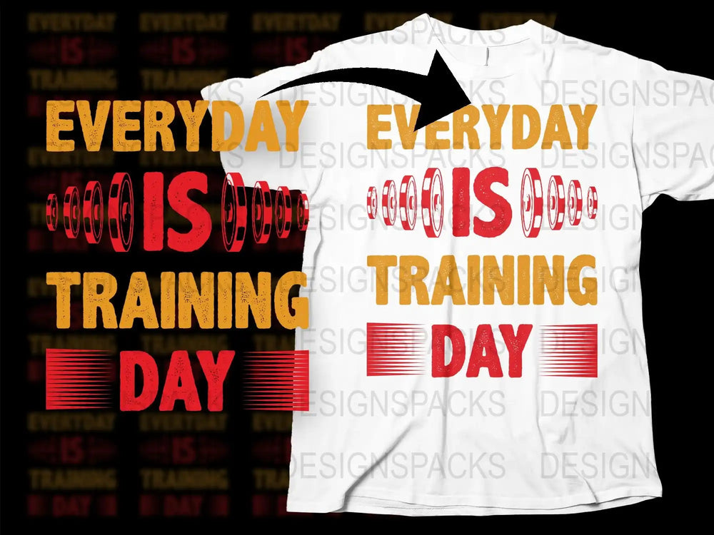 Everyday Is Training Day T-Shirt, Red and White, Motivational Workout Tee, Gym Clothing, Unisex Fitness Apparel, Athletic Wear