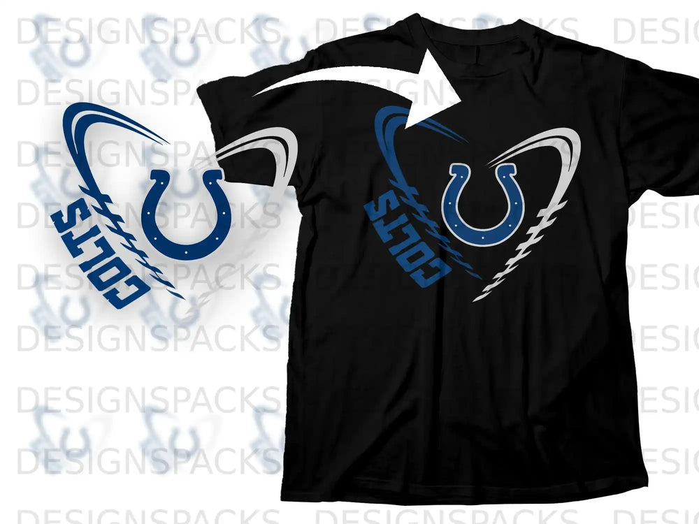 Colts Symbol and Text Design on Black Shirt
