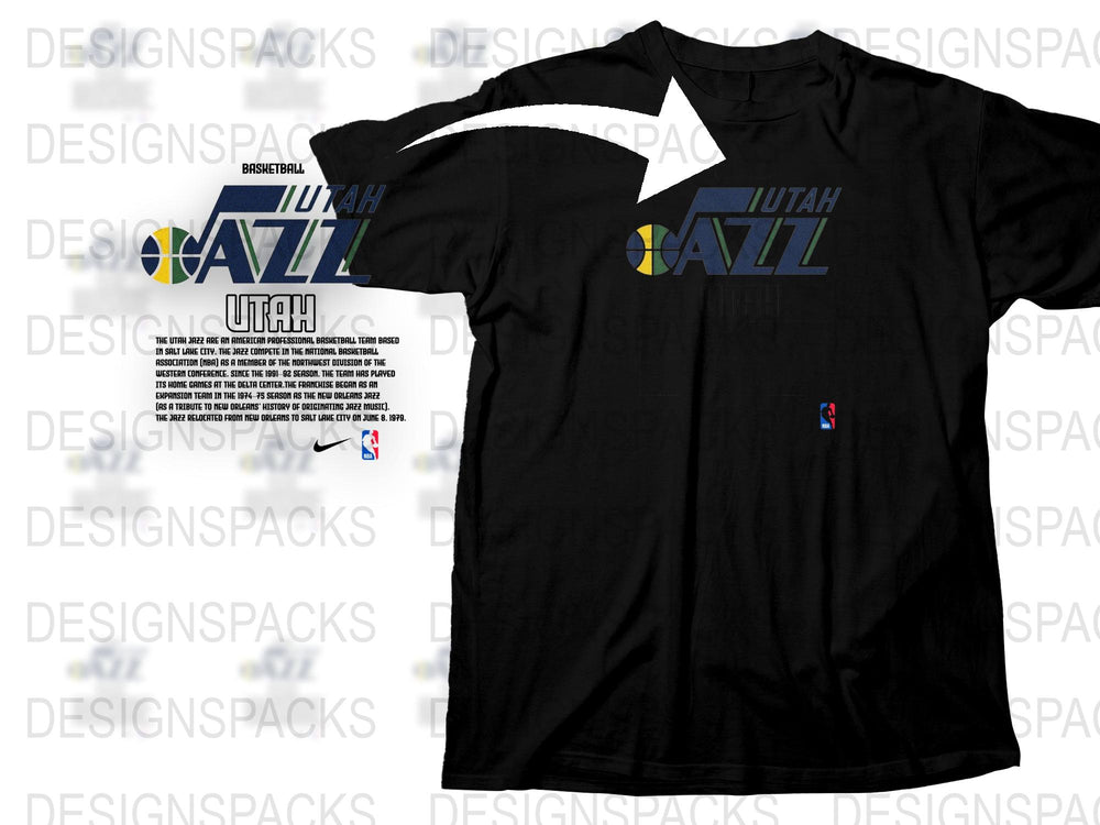 Utah Jazz Inspired Graphic T-Shirt, Vintage Basketball Team Logo Tee, Casual Sports Apparel, Unisex Black Shirt