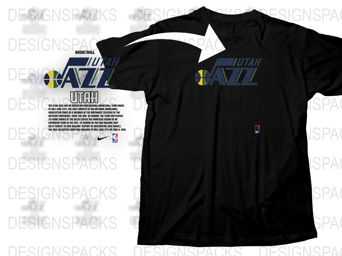 Utah Jazz Inspired Graphic T-Shirt, Vintage Basketball Team Logo Tee, Casual Sports Apparel, Unisex Black Shirt