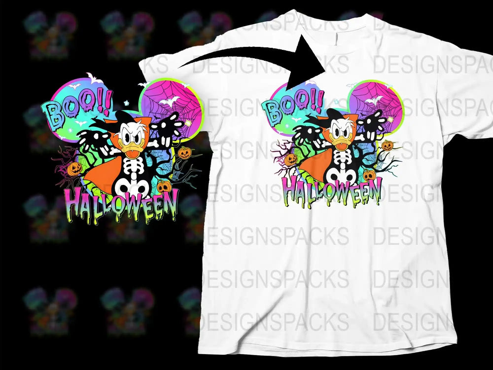 Halloween Themed T-Shirt, Cartoon Ghost and Pumpkins, Spooky Boo Design, Kids and Adults Sizes Available