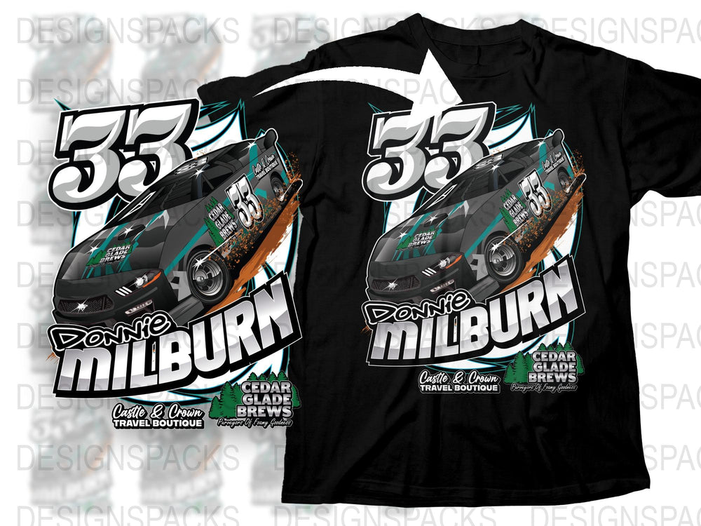 Custom Racing T-Shirt, Donnie Milburn Car Design, Cedar Glade Brews, Casual Graphic Tee for Racing Fans