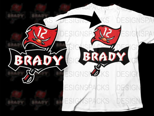 Sports Fan T-Shirt Brady Graphic Print, Casual Red and White Tee, Unisex Football Apparel Gift