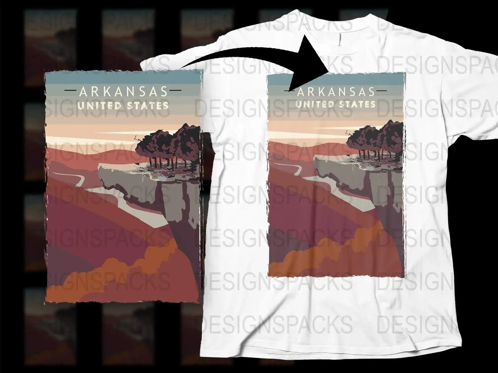 Arkansas Landscape T-Shirt, Vintage Style Graphic Tee, Nature Travel Souvenir, Unisex Fashion Shirt
