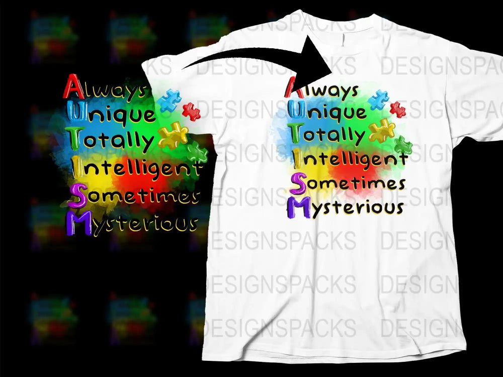 Colorful Acronym Puzzle Design T-Shirt, Unique Intelligent Mysterious Graphic Tee