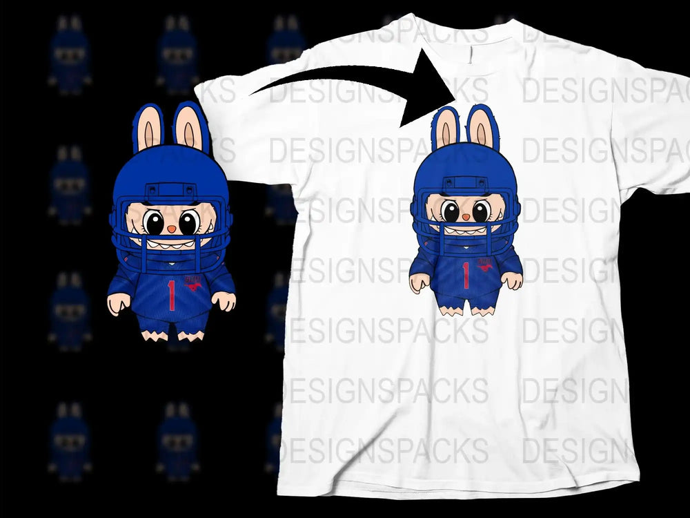 Cute Blue Rabbit Cartoon Character Kids T-Shirt, Funny Animal Graphic Tee, Unisex Children's Clothing