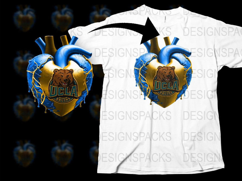 UCLA Bruins Graphic T-Shirt, Unisex College Heart Logo Tee, Sports Fan Apparel, Casual Wear