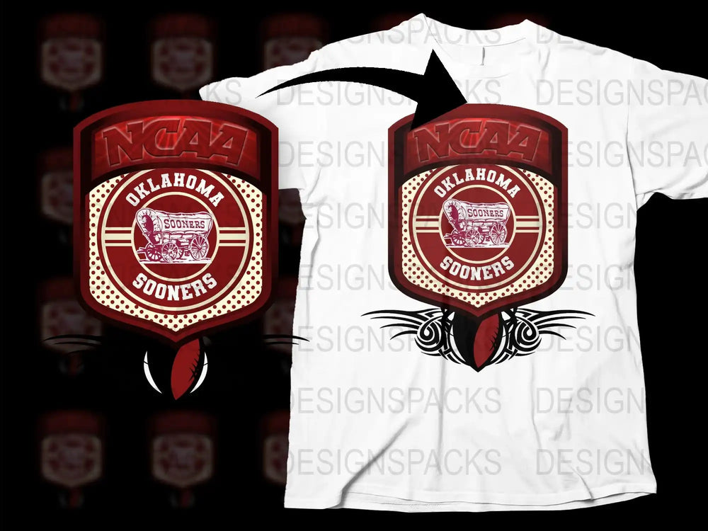 Oklahoma Sooners NCAA Graphic T-Shirt, College Sports Apparel, Fan Gear, Football Season White Tee