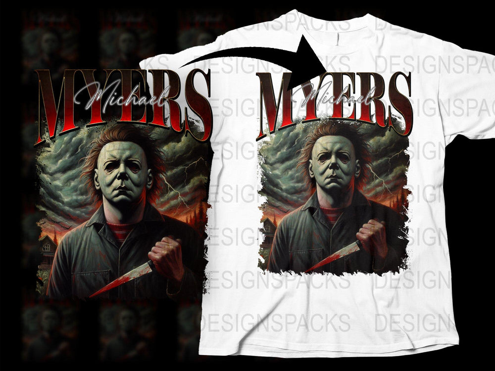 Michael Myers Horror Movie Graphic T-Shirt, Halloween Killer Design Tee, Unisex Horror Fan Apparel