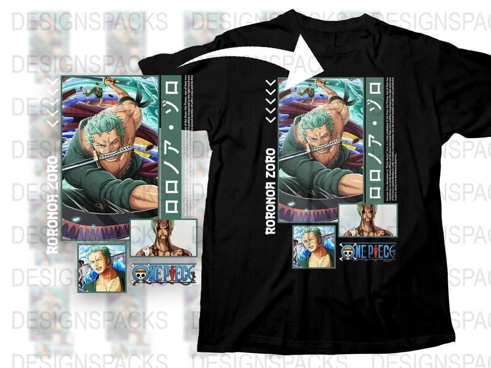 Anime Inspired T-Shirt, Roronoa Zoro Graphic Tee, One Piece Character Design, Casual Streetwear Fashion Top, Unique Gift for Anime Fans