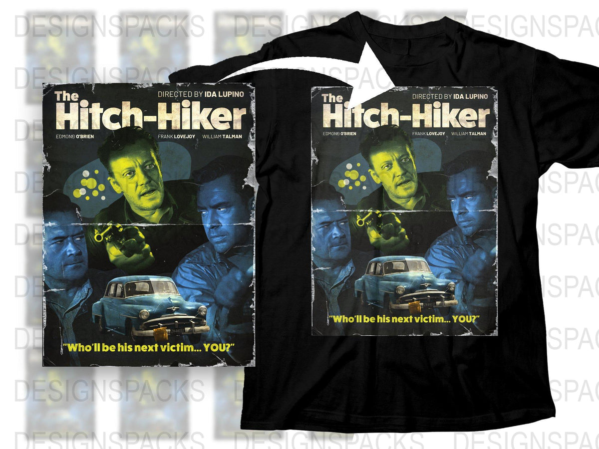 Vintage Hitch-Hiker Movie T-Shirt, Classic Film Noir Graphic Tee, Retro Horror Collector's Item, Unique Gift Idea