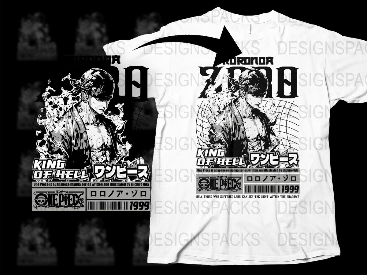 King of Hell Graphic T-Shirt, Japanese Streetwear Style, Black and White Tee, Urban Fashion, Unisex Clothing, Trendy 2023 Design