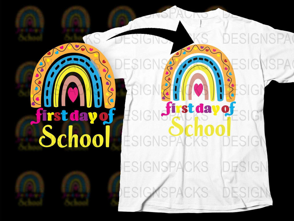 Colorful Rainbow First Day of School T-Shirt, Kids Back to School Tee, Fun School Outfit, Unisex Children's Clothing
