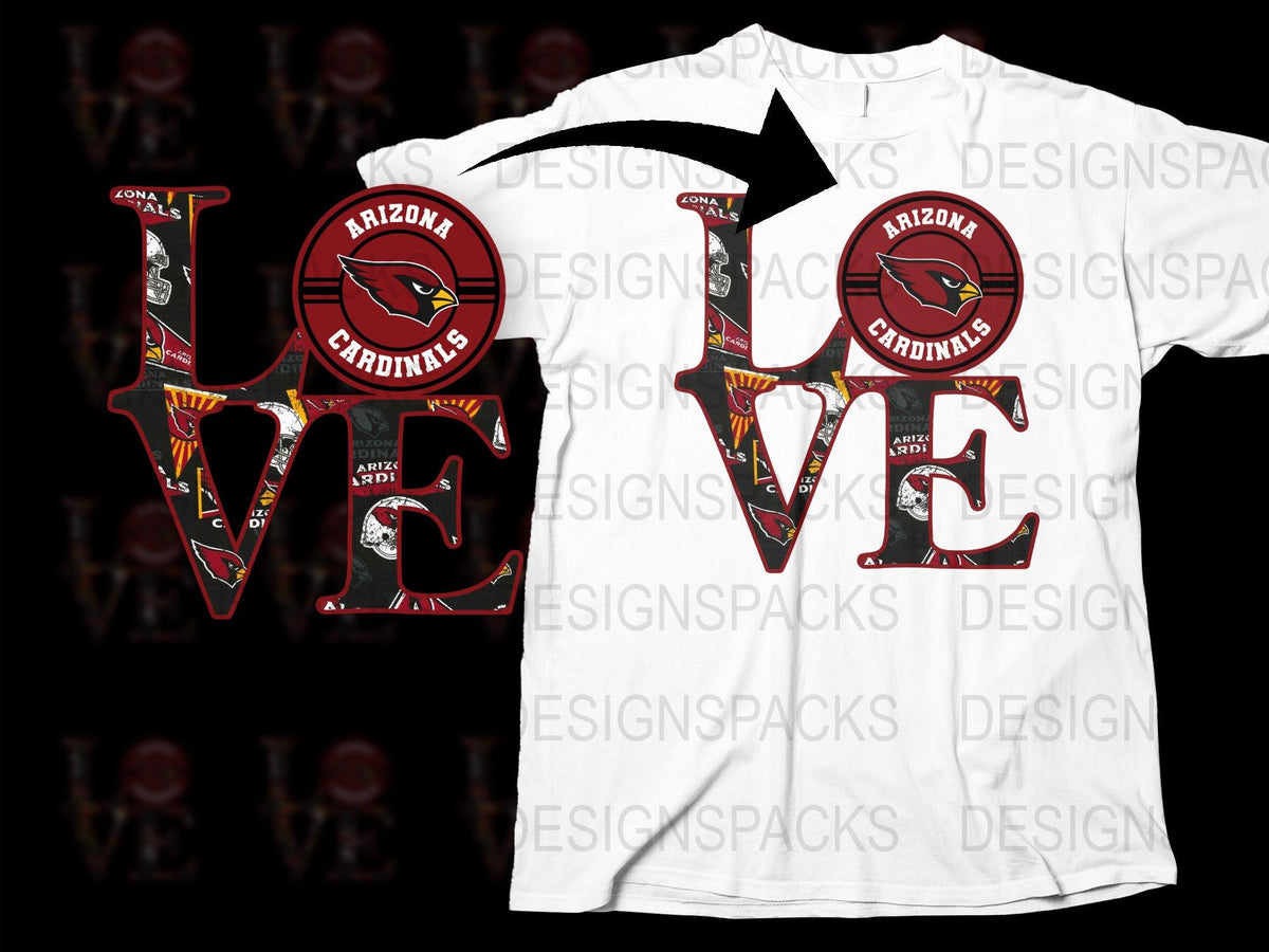 Arizona Cardinals Love T-Shirt, Football Fan Apparel, White Team Spirit Tee, Unisex Sports Merchandise