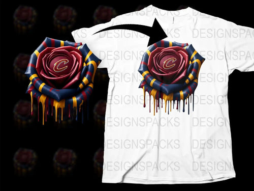 Cleveland Cavaliers Inspired Floral Logo T-Shirt, Dripping Paint Design, Unique Sports Fan Apparel, Gift Idea